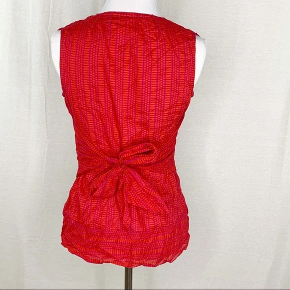 Tory Burch red and purple tie back v-neck tank top - Picture 6 of 14